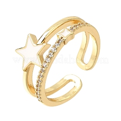Bagues manchette en laiton micro pavé de zircons cubiques émaillés pour femmes&nbsp;CU-CBAE7DF-13G-01