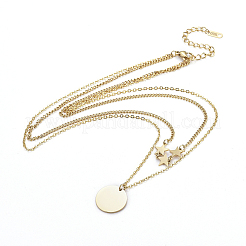 Collares de doble capa de acero inoxidable 304&nbsp;NJEW-F267-24