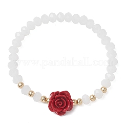 Stretch-Armbänder aus Glas mit synthetischer Koralle&nbsp;BJEW-JB13498