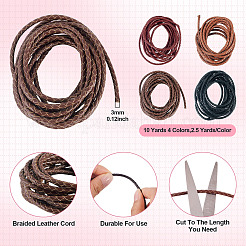 10 Yards 4 Farben geflochtenes Lederband&nbsp;WL-TA0001-03