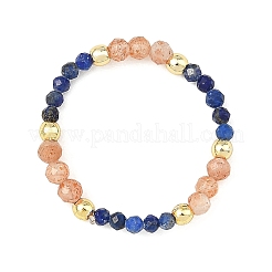 Anelli elastici regolabili da donna con perline di lapislazzuli naturale&nbsp;RJEW-JR01093-01