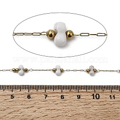 Handgefertigte 304 Edelstahl Porzellan Perlen Rundgliederketten&nbsp;CHS-L032-16G-02