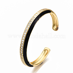Bracciale in ottone con micro pavé di zirconi trasparenti&nbsp;BJEW-N302-004A-NF
