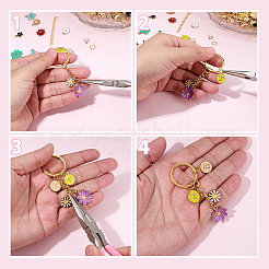 Kits de accesorios para llaveros de letras y flores (DIY)&nbsp;DIY-BM0002-22