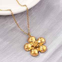 Collane con ciondolo a forma di fiore in acciaio inossidabile 304 per donna&nbsp;NJEW-D319-01G