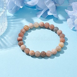 Bracelets extensibles en perles rondes en pierre de soleil naturelle de 8 mm&nbsp;BJEW-TA00530