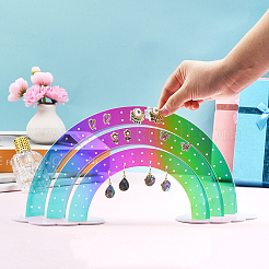 Ohrring-Organizer-Ausstellungsständer aus Acryl in Laser-Optik in Regenbogenform&nbsp;AJEW-WH20020-150