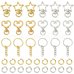 10 Satz 2 Stile Stern Legierung Schwenkverschlüsse mit 10 Stück Eisen geteilten Verschlüsseringen&nbsp;PURS-YW0001-01A