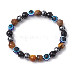 Stretch-Armbänder mit runden Edelsteinperlen&nbsp;BJEW-JB11005
