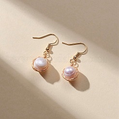 Perla naturale ciondola gli orecchini&nbsp;EJEW-JE05167-01