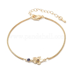 Bracelets à maillons en laiton micro pavé de zircons cubiques pour anniversaire&nbsp;BJEW-U031-01G-02