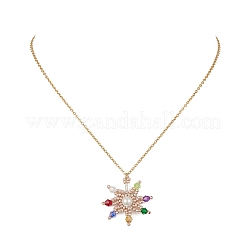 Collier à pendentif étoile tressé en perles de verre&nbsp;NJEW-MZ00021