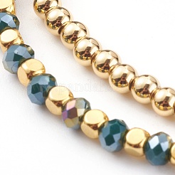 Ensemble de bracelets extensibles empilables à perles de verre opaque rondelle&nbsp;BJEW-JB05979
