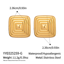 Quadratische Ohrstecker aus Edelstahl 304 mit geometrischer Textur&nbsp;VM3075-1