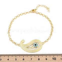 Bracelets à maillons en laiton avec zircone cubique de micro pave&nbsp;BJEW-H202-03G