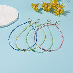 Collana con perline di vetro e malocchio in vetro lavorato a lume con chiusura in acciaio inossidabile 304 per donna&nbsp;NJEW-JN04114