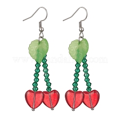 Pendientes colgantes de vidrio de acero inoxidable 304 con forma de corazón&nbsp;EJEW-JE06705