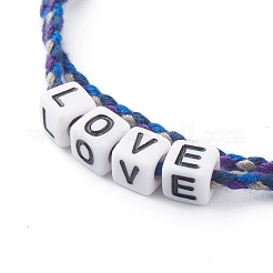 Bracciali in ordito con cordino di cotone a due anelli&nbsp;BJEW-JB06465-02