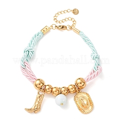 Braccialetti con ciondoli in acciaio inossidabile 304 da cowboy occidentale per donna&nbsp;BJEW-C135-01G