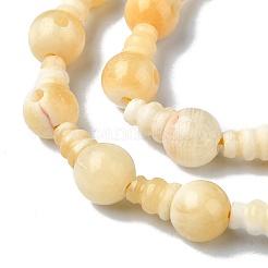 Brins de perles de gourou à 3 trou en jade jaune naturel&nbsp;G-K149-50