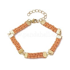 Braccialetti con catena a maglie rettangolari intrecciate in poliestere cerato&nbsp;BJEW-JB10000