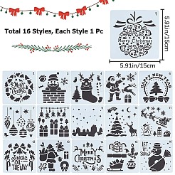 16 pièces 16 styles plastique pour animaux de compagnie évider dessin peinture pochoirs modèles&nbsp;DIY-WH0409-26