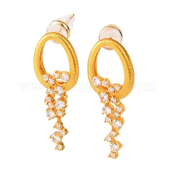 Pendientes colgantes ovalados de latón con micro pavé de circonitas cúbicas transparentes&nbsp;EJEW-K322-02G
