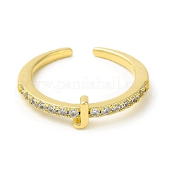 Bague de manchette ouverte avec lettre initiale en zircone cubique transparente&nbsp;RJEW-H120-09G
