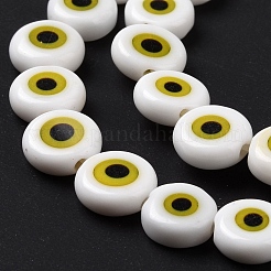 Handmade bösen Blick lampwork flache runde Perle Stränge&nbsp;LAMP-L058-8mm-19