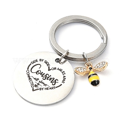 Porte-clés en alliage strass et acier inoxydable 201&nbsp;KEYC-YW00091-05
