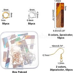 DIY 8 paire de boucles d'oreilles rectangulaires en résine et bois de noyer&nbsp;DIY-FH0001-87