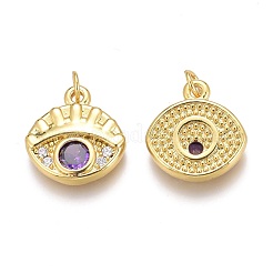 Micro pavé de latón encantos de circonita cúbica púrpura&nbsp;ZIRC-Z008-34G