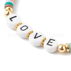 Ensembles de bracelets extensibles de perles heishi en argile polymère pour la saint valentin&nbsp;BJEW-JB06298-02