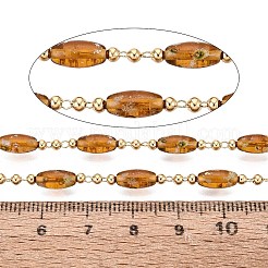 Chaînes à maillons en laiton et perles de verre faites à la main&nbsp;CHC-Q021-04C-G
