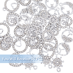 36 breloque en alliage de strass de 6 styles&nbsp;ALRI-FH0001-18
