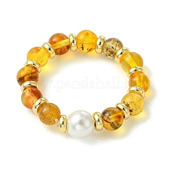 Bagues ajustables en ambre naturel&nbsp;RJEW-JR01089