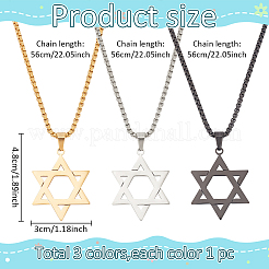 3 Stück 3 Farben 304 Edelstahl Anhänger Halsketten Set&nbsp;NJEW-AN0001-82