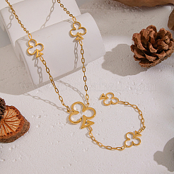 304 Edelstahl Hohlblumenanhänger Quaste Y-Kette Halsketten für Frauen&nbsp;KY1138