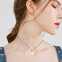Collier avec pendentif en forme de chaîne Figaro en acier inoxydable 304&nbsp;NJEW-BBC0001-28C-P