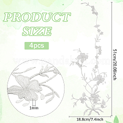 4 Stück blumenförmige Stickapplikationen aus Nylonstoff&nbsp;PATC-FG0003-78B