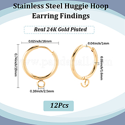 12 boucle d'oreille créole en acier inoxydable 201&nbsp;STAS-SC0010-30G