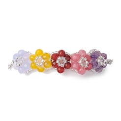 Blumen-Armbänder aus natürlicher weißer Jade und Achat (gefärbt)&nbsp;BJEW-MZ00076