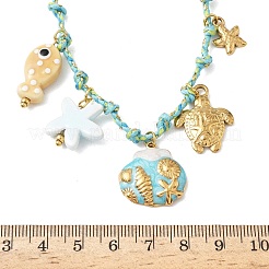Ozean Thema Seestern Fisch Schildkröte Shell Form 304 Edelstahl Anhänger Halsketten&nbsp;NJEW-D344-03G