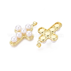 Pendentifs en perles en laiton et plastique ABS&nbsp;PL-CBA8590-01G