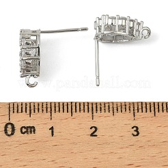 Accesorios para pendientes con micropavé de latón en forma de lágrima y circonitas cúbicas transparentes&nbsp;LS-KK-C107-13P