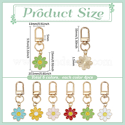 24 Uds. Decoraciones colgantes esmaltadas de aleación de flores de 6 colores&nbsp;KEYC-PH01580