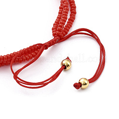 Braccialetto regolabile con perline intrecciate in vetro e lampwork per le donne&nbsp;BJEW-O187-10
