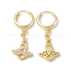 Aretes colgantes de aro con ángel de circonio cúbico transparente&nbsp;EJEW-B017-07G