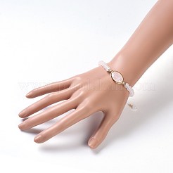 Natürliche Rose Quarz geflochtene Perlen Armbänder&nbsp;BJEW-JB04210-01