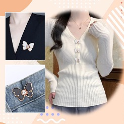 12 Stück 2 Farben Schmetterling Legierung Emaille mit Kunststoff Perle verstellbar Jeans Knopf Pins&nbsp;FIND-AR0005-47